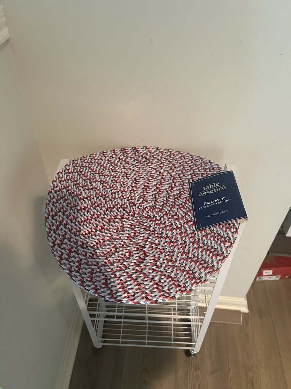 Table Essence Round Placemat Set of 4 15 in. Red White Blue
